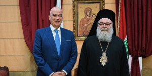 Συνάντηση Δένδια με τον Πατριάρχη Αντιόχειας Ιωάννη στον Λίβανο Συνάντηση Δένδια με τον Πατριάρχη Αντιόχειας Ιωάννη στον Λίβανο
