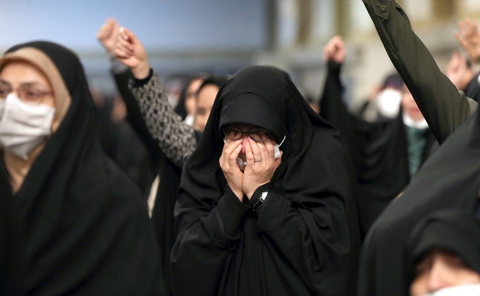 epa10388668 A handout photo made available by the Iranian supreme leader office shows Iranian women listening to Ayatollah Ali Khamenei during a meeting with Iranian women in Tehran, Iran, 04 January 2023. Khamenei said that 'those girls and women who hav