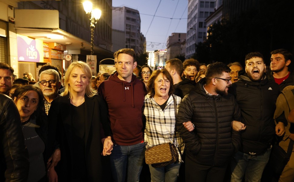 Ο Στέφανος Κασσελάκης στην πορεία για το Πολυτεχνείο (φωτο: Eurokinissi)