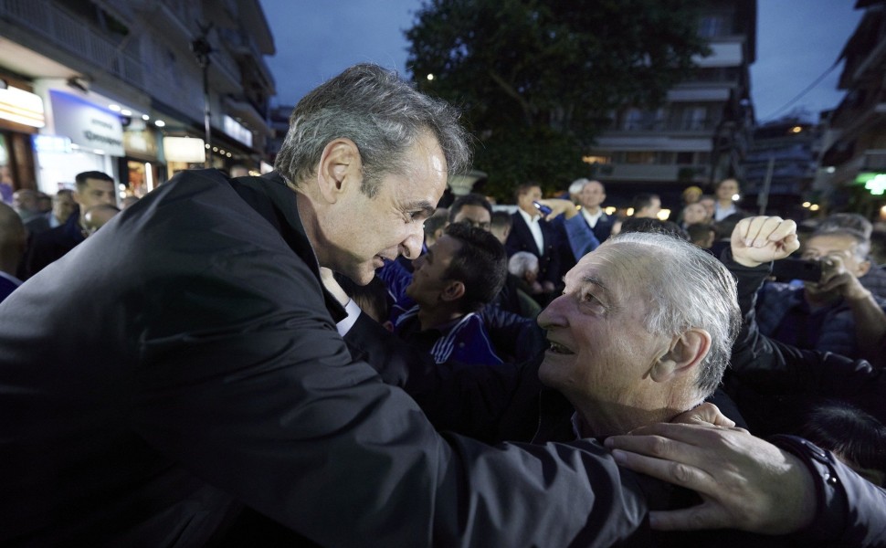 Ο Κυριάκος Μητσοτάκης στην Κατερίνη / ΑΠΕ - ΜΠΕ