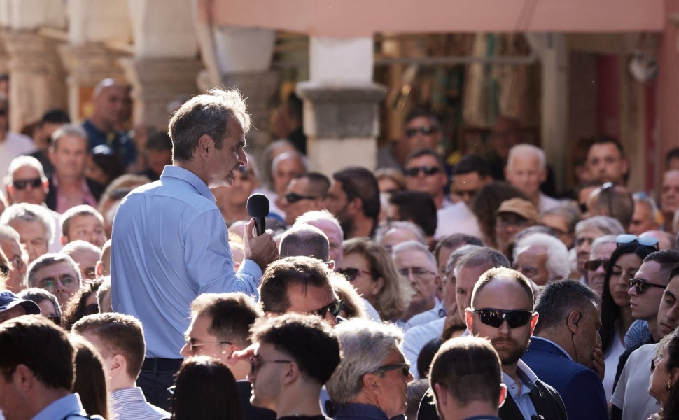 Εικόνα από την ομιλία του Κυριάκου Μητσοτάκη στην Κέρκυρα (φωτο: Eurokinissi)