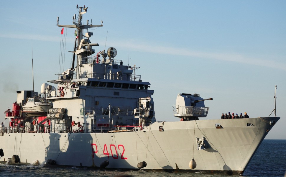 Italian navy ship Libra arrives with the first group of migrants in Albania, Florion Goga/Reuters