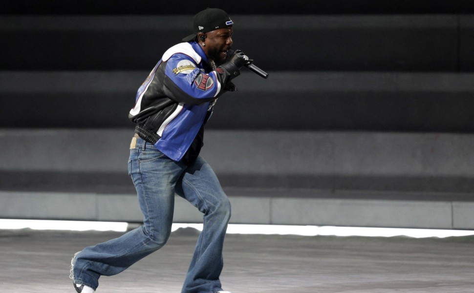 Kendrick Lamar performs during the halftime show - REUTERS/Mike Segar