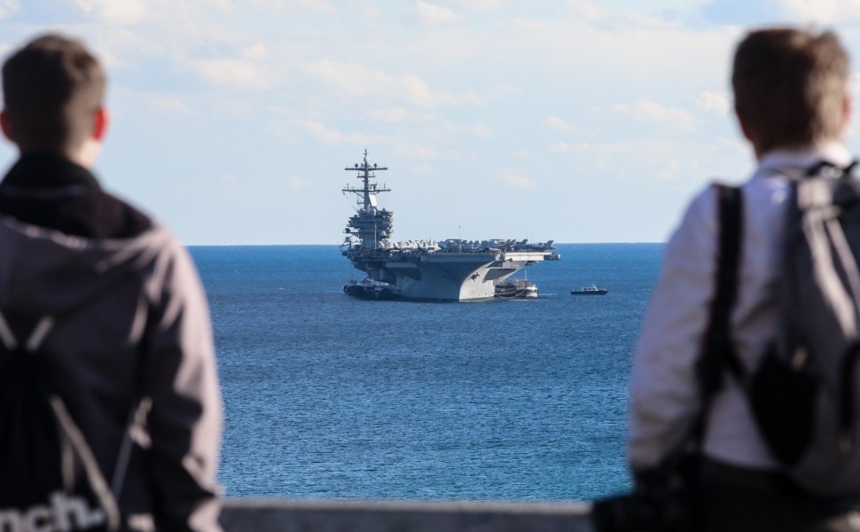 Φωτό αρχείου, το USS Gerald R. Ford  στα ανοιχτά του Φαλήρου, Βασίλης Ρεμπάμπης/Eurokinissi