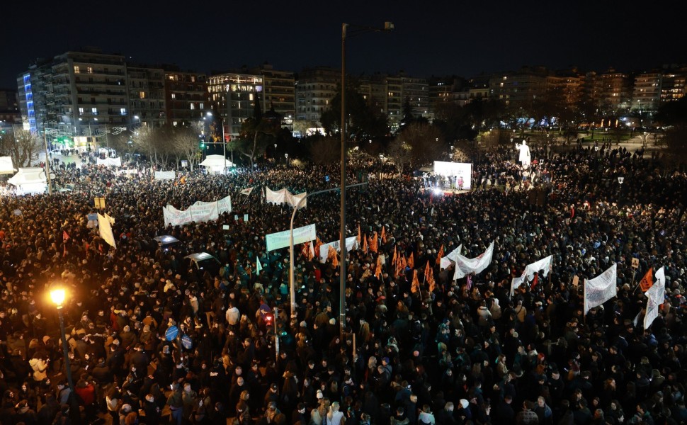 Χιλιάδες κόσμου στο νέο συλλαλητήριο για τα Τέμπη στη Θεσσαλονίκη / Eurokinissi