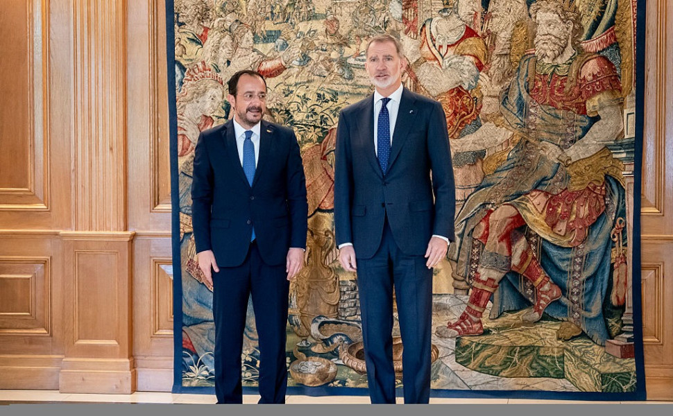 Ο βασιλιάς της Ισπανίας Φελίπε και ο πρόεδρος της Κύπρου, Νίκος Χριστοδουλίδης / (A. Perez Meca / Europa Press). (Photo By A. Perez Meca/Europa Press via Getty Images)
