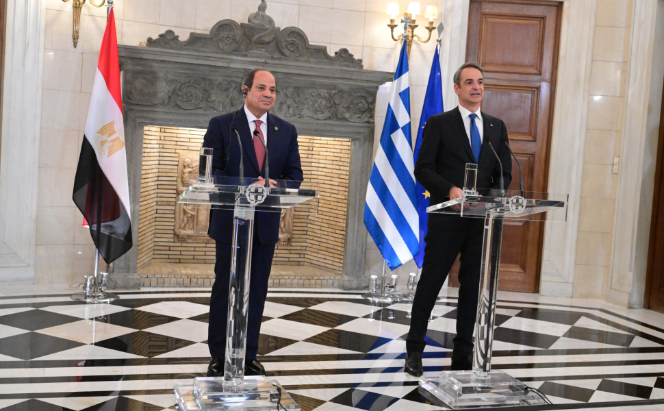 Ο Κυριάκος Μητσοτάκης με τον Αλ Σίσι / Φωτ.: Eurokinissi
