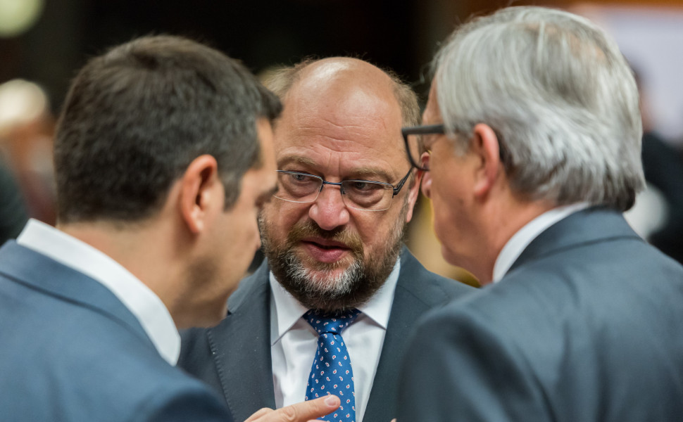 Μάρτιν Σουλτς, Αλέξης Τσίπρας και Ζαν Κλωντ Γιούνκερ/IMAGO