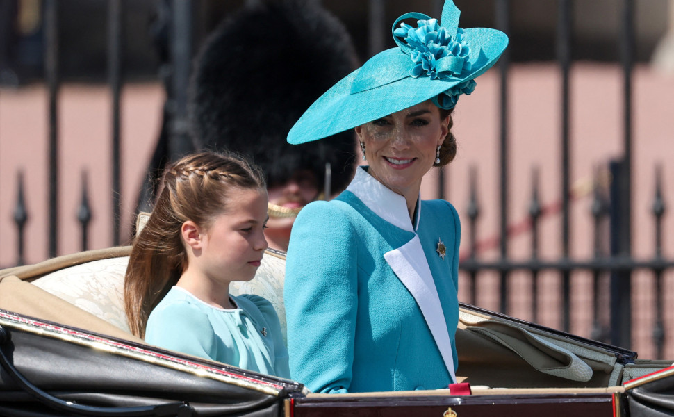 Princess of Wales and Princess Charlotte ride in a carriage, as part of the Trooping the Colour - Reuters